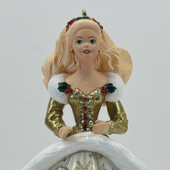 Vintage 1994 Hallmark Holiday Barbie Keepsake Ornament Second Edition Gold - Picture 3 of 16